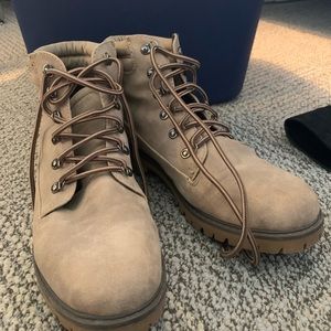 Tan combat boots